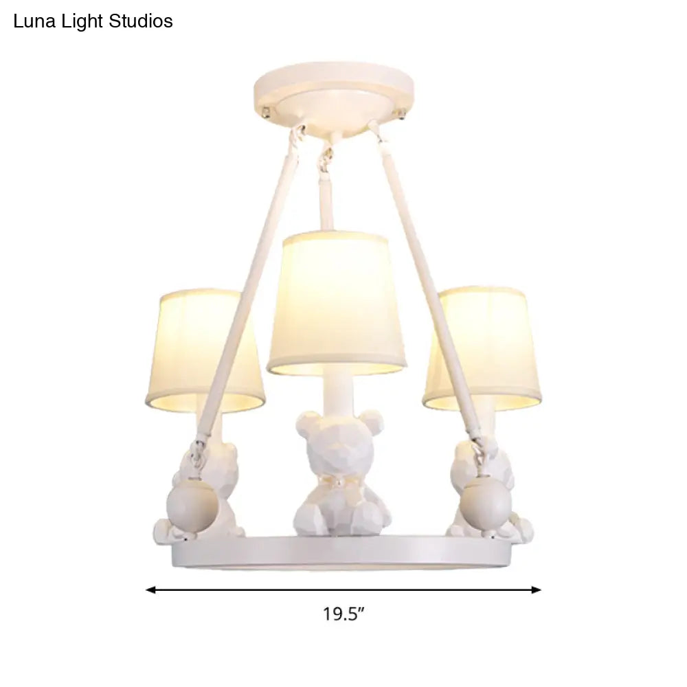Nordic Hanging Light With Tapered Fabric Shade - Bedroom Chandelier