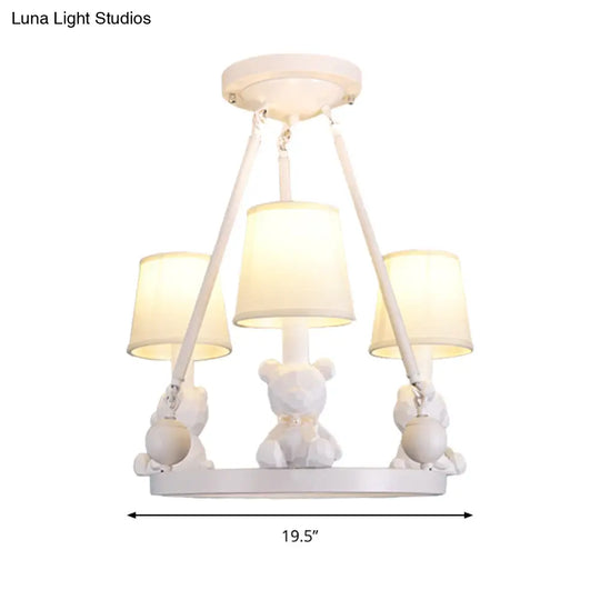 Nordic Hanging Light With Tapered Fabric Shade - Bedroom Chandelier