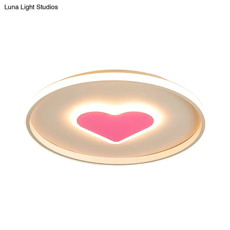 Nordic Heart Flush Mounted Led Bedroom Light - Pink/Black/White