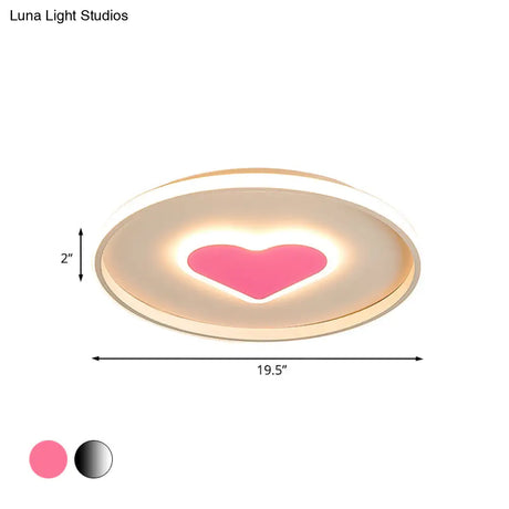 Nordic Heart Flush Mounted Led Bedroom Light - Pink/Black/White