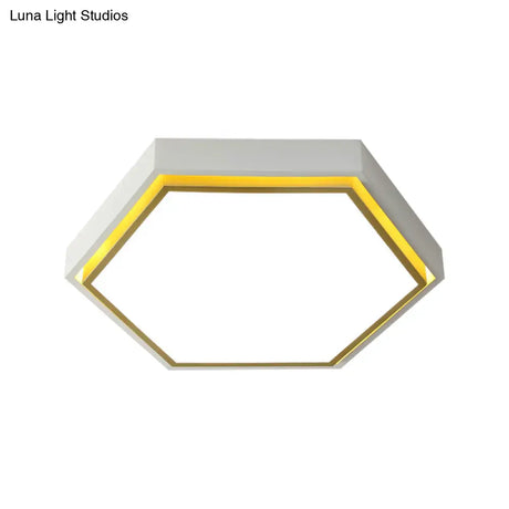 Nordic Hexagon Flushmount Metal Led Ceiling Light - Black/Green/Grey/White 16’/19.5’ Wide
