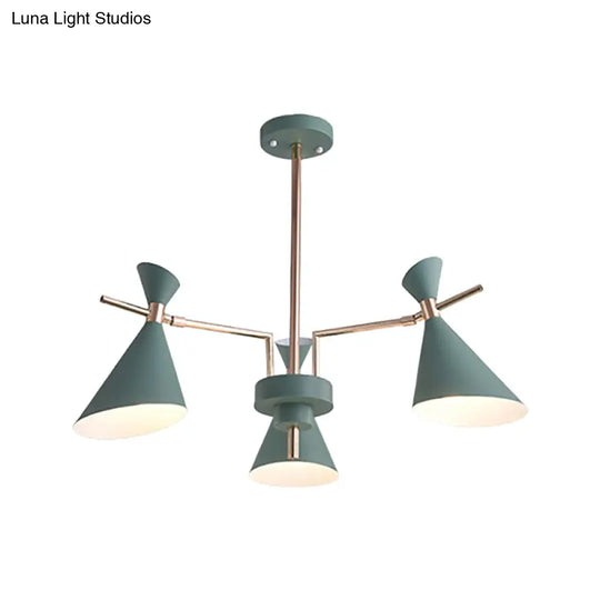 Nordic Horn-Shaped Iron Hanging Lamp Fixture With 3 Lights For Dining Room