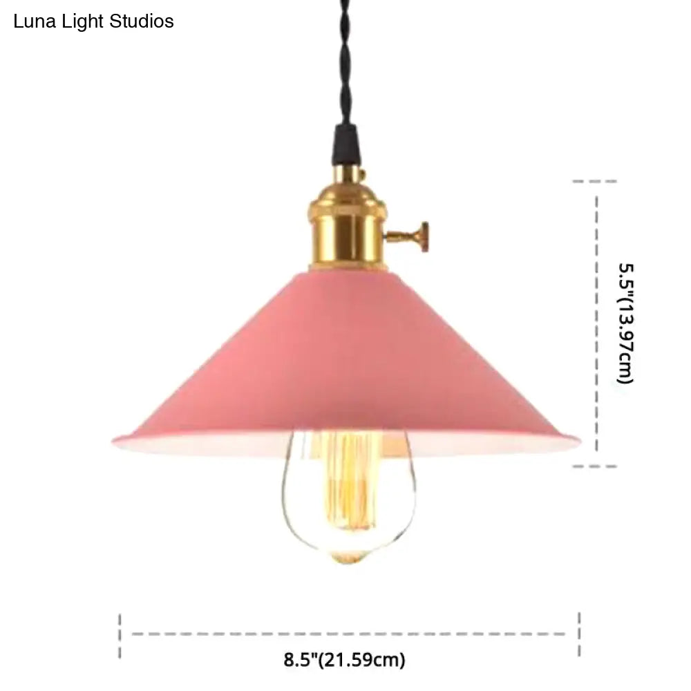 Nordic Industrial Macaron Pendant Light - Colorful Metal 1-Light Lighting