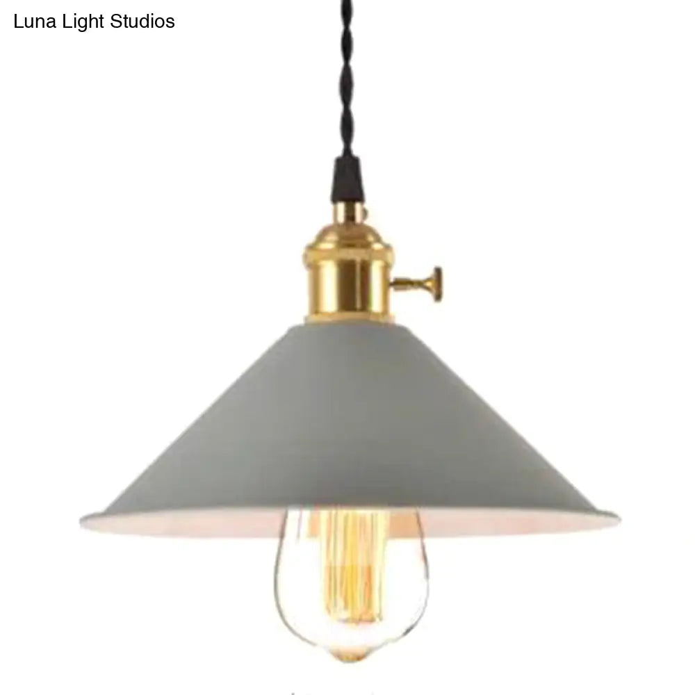 Nordic Industrial Macaron Pendant Light - Colorful Metal 1-Light Lighting Grey / 8.5