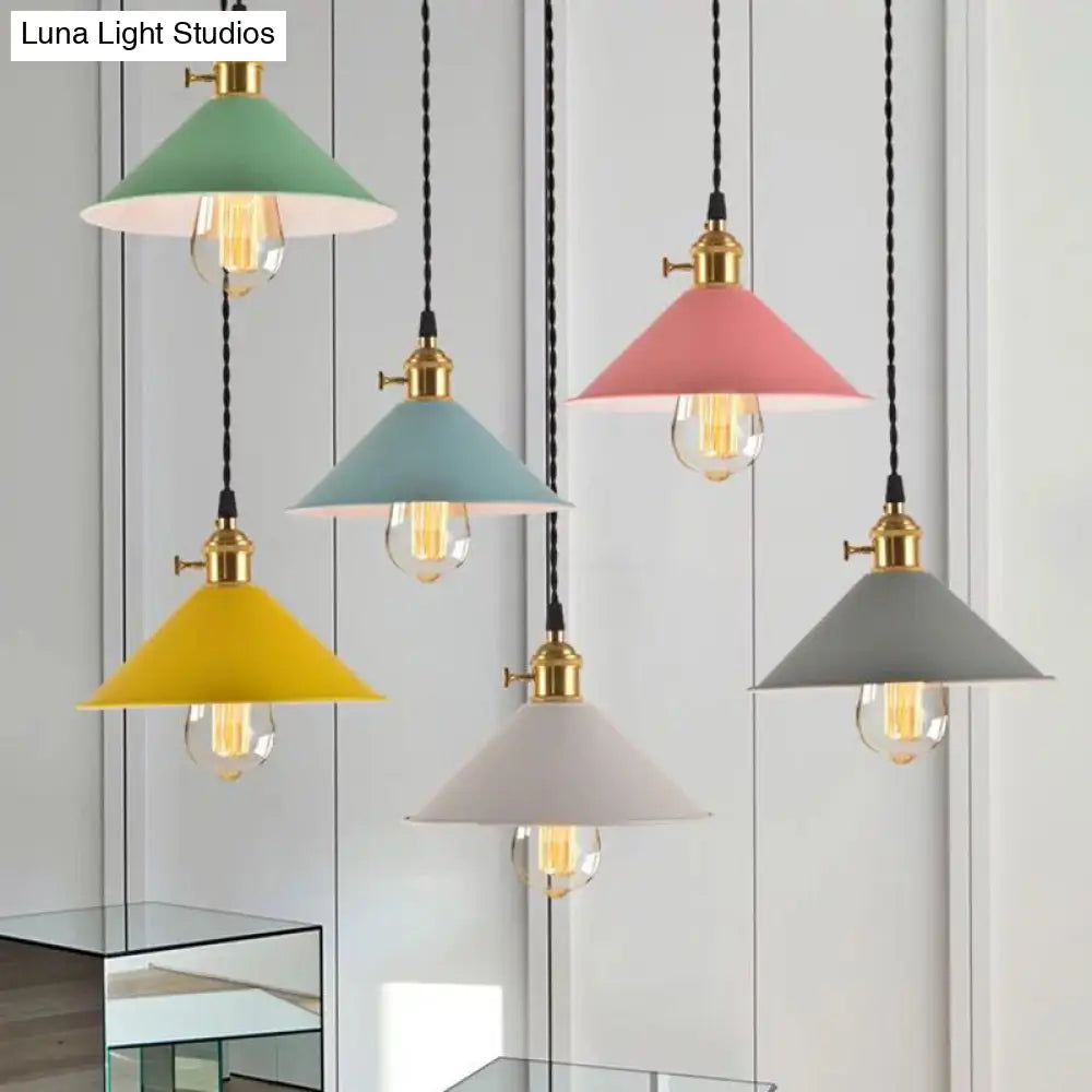 Nordic Industrial Macaron Pendant Light - Colorful Metal 1-Light Lighting