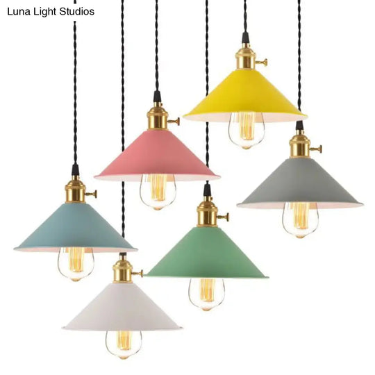 Nordic Industrial Macaron Pendant Light - Colorful Metal 1-Light Lighting
