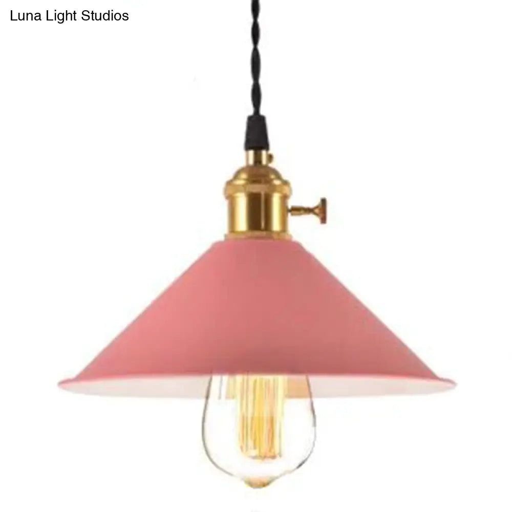 Nordic Industrial Macarons Pendant Light - Metal Colorful 1-Light Lighting Red / 8.5’