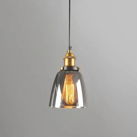 Nordic Industrial Mirrored Glass Pendant Ceiling Light With 1 Hanging Smoke Gray / Bowl