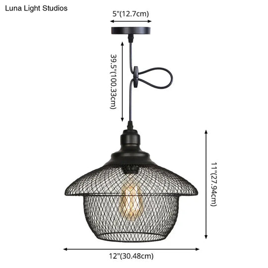 Nordic Industrial Style Wire Mesh Pendant Light For Bar - Metal Hanging Lamp With 1