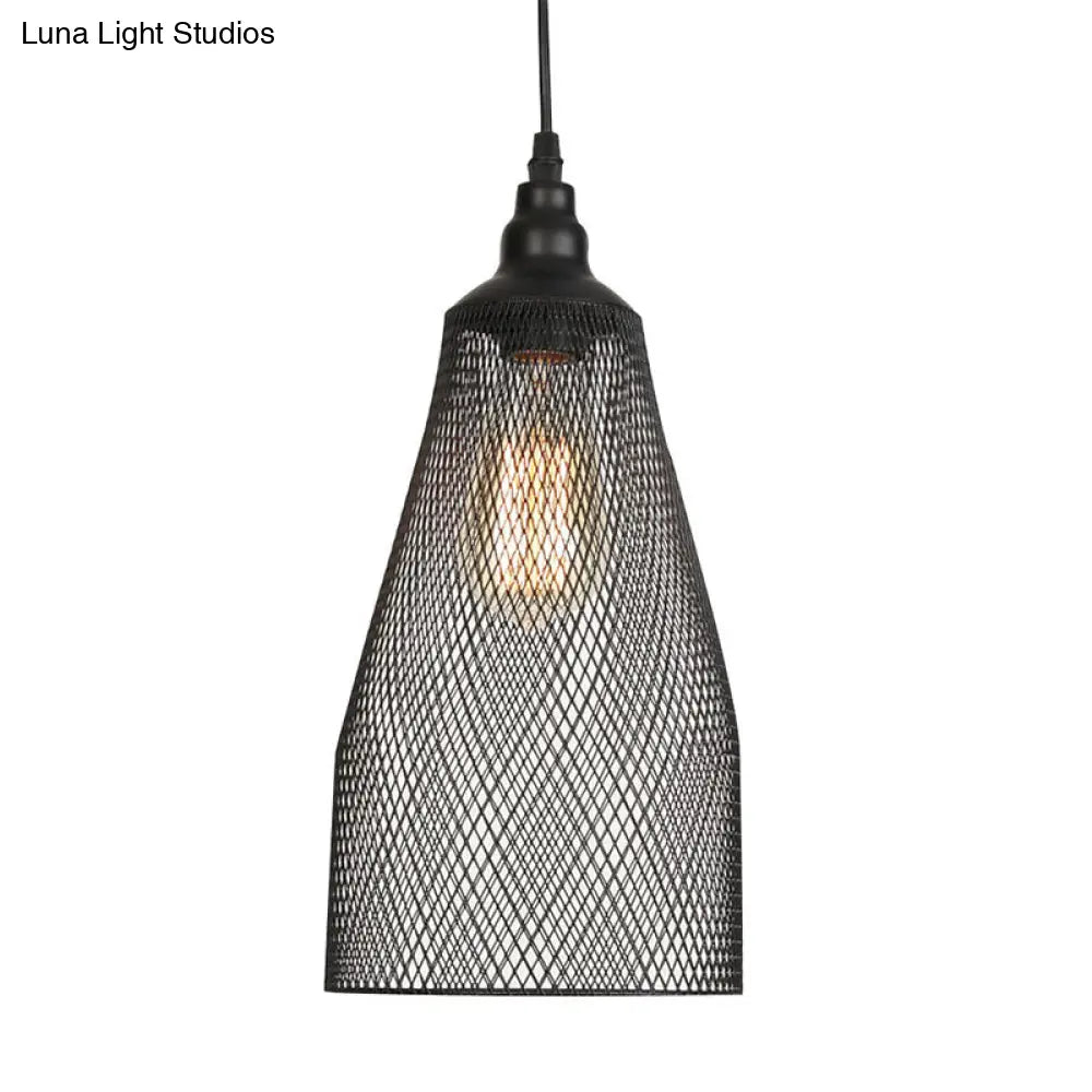 Nordic Industrial Style Wire Mesh Pendant Light For Bar - Metal Hanging Lamp With 1