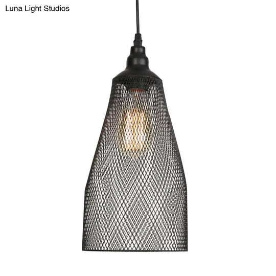 Nordic Industrial Style Wire Mesh Pendant Light For Bar - Metal Hanging Lamp With 1