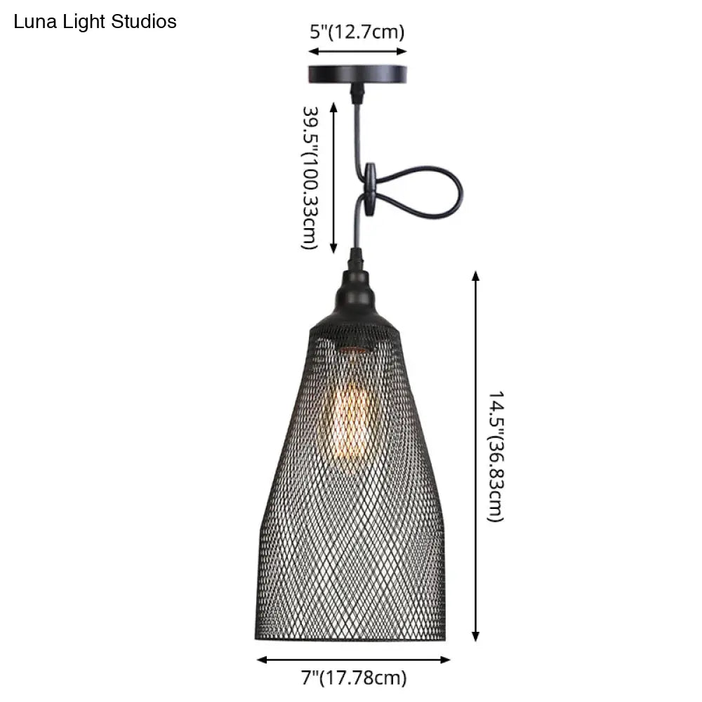 Nordic Industrial Style Wire Mesh Pendant Light For Bar - Metal Hanging Lamp With 1