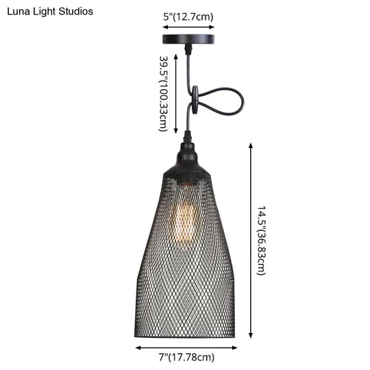Nordic Industrial Style Wire Mesh Pendant Light For Bar - Metal Hanging Lamp With 1