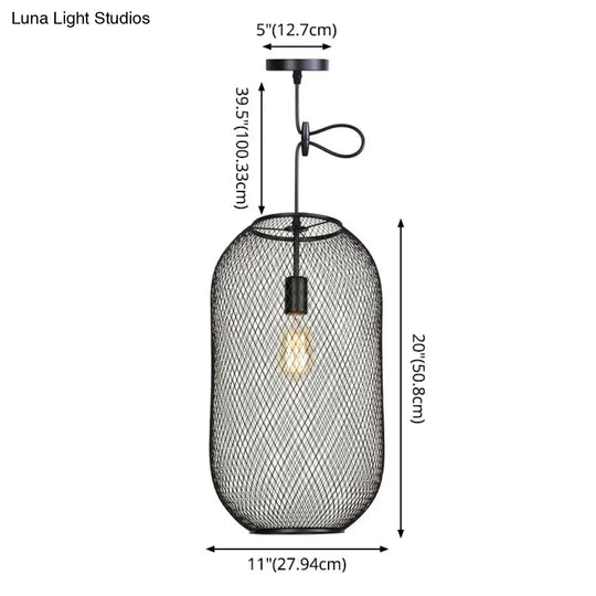 Nordic Industrial Style Wire Mesh Pendant Light For Bar - Metal Hanging Lamp With 1