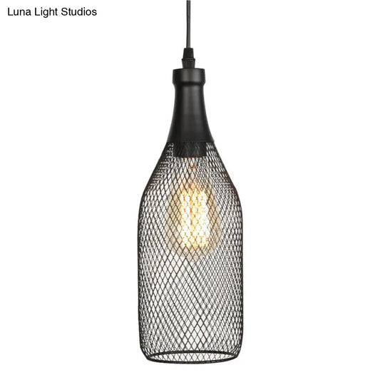 Nordic Industrial Style Wire Mesh Pendant Light For Bar - Metal Hanging Lamp With 1