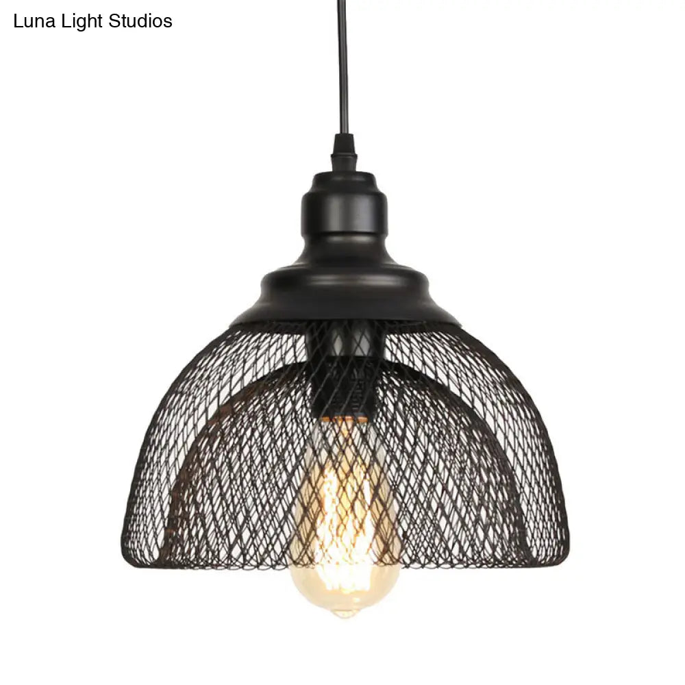 Nordic Industrial Style Wire Mesh Pendant Light For Bar - Metal Hanging Lamp With 1