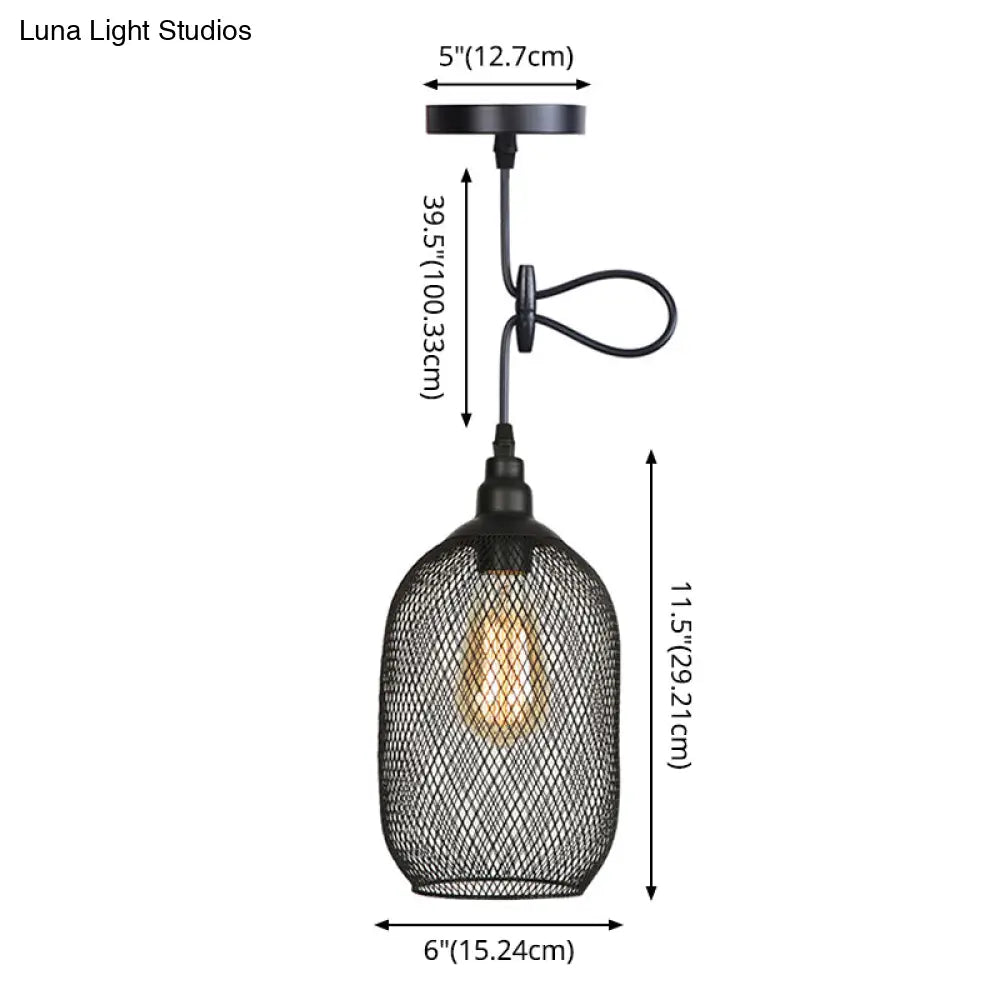 Nordic Industrial Style Wire Mesh Pendant Light For Bar - Metal Hanging Lamp With 1