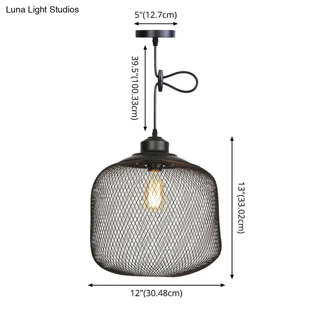 Nordic Industrial Style Wire Mesh Pendant Light For Bar - Metal Hanging Lamp With 1