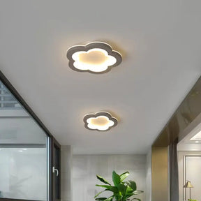 Nordic Integrated Led Ceiling Light In Grey Flower/Square/Pentagon Design With Acrylic Shade -
