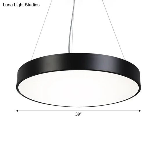 Nordic Iron Black Round Plate Hanging Lamp Kit With Led Pendant Light In Warm/White