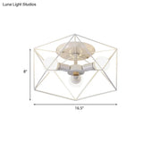 Nordic Iron Flush Mount Ceiling Light With Hexagon Cage | White| 3/6 Bare Bulb - Lit Fixtures