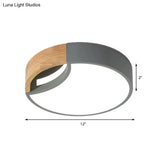 Nordic Iron Grey/White/Green Led Ceiling Light With Wood Grip - 12’/16’/19.5’ Wide