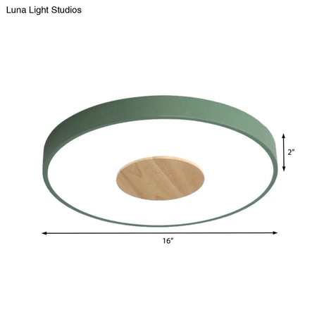 Nordic Iron Round Flush Mount Ceiling Light - 1 Head Pink/Blue/White Lighting Fixture For Bedroom