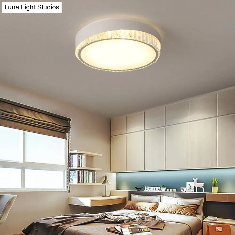 Nordic Led Acrylic Flush Mount Light With Crystal Deco - Clear/Warm/White 16.5’/20.5’ Diameter