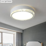 Nordic Led Acrylic Flush Mount Light With Crystal Deco - Clear/Warm/White 16.5’/20.5’ Diameter