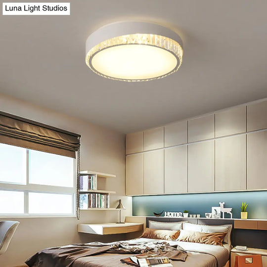 Nordic Led Acrylic Flush Mount Light With Crystal Deco - Clear/Warm/White 16.5/20.5 Diameter