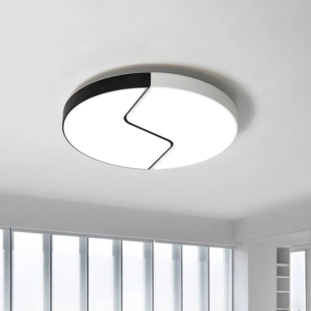 Nordic Led Ceiling Flush Lamp With Acrylic Shade And Black/White Finish In White/Warm Light Black -