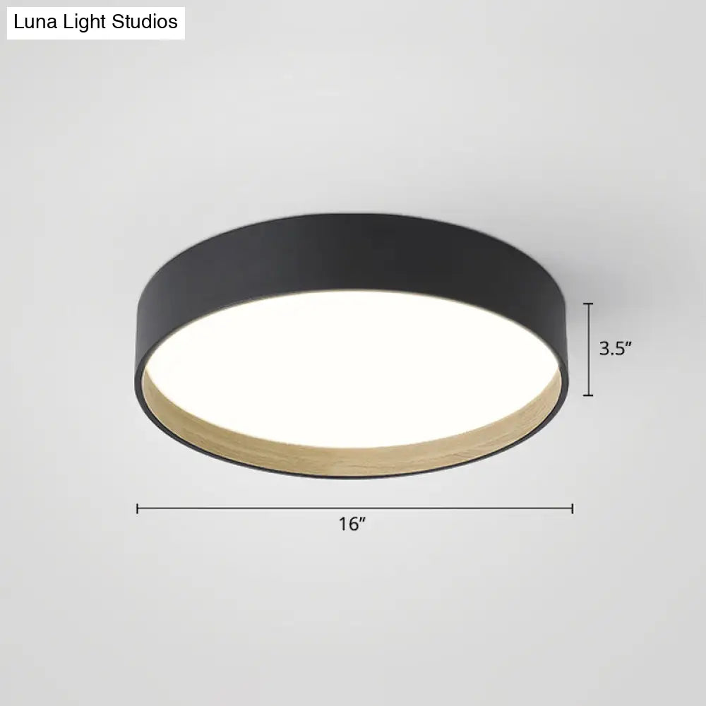 Nordic Led Ceiling Flush Mount Lamp With Acrylic Diffuser For Kitchen Black / 16’ Remote Control