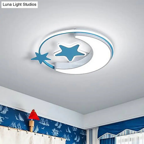 Nordic Led Ceiling Lamp For Children’s Bedroom With Star And Moon Design In Gold Pink Or Blue