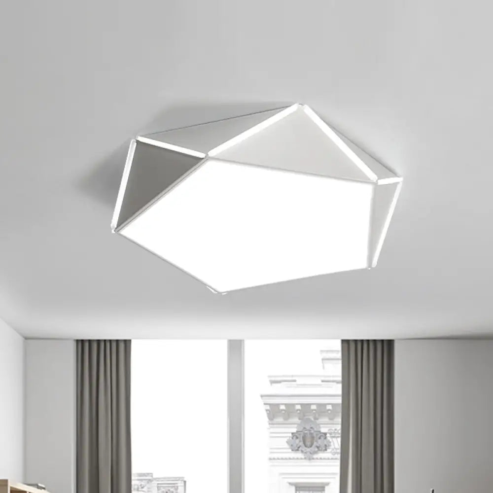 Nordic Led Ceiling Lamp - Pentagon Flush Mount Light With Acrylic Panel White / 16’ Warm
