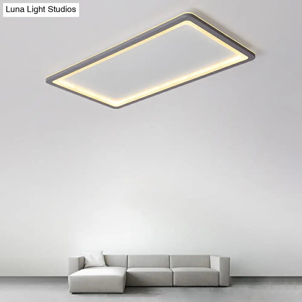 Nordic Led Ceiling Light: Dark Grey Ultra-Thin Flush Mount With Acrylic Shade
