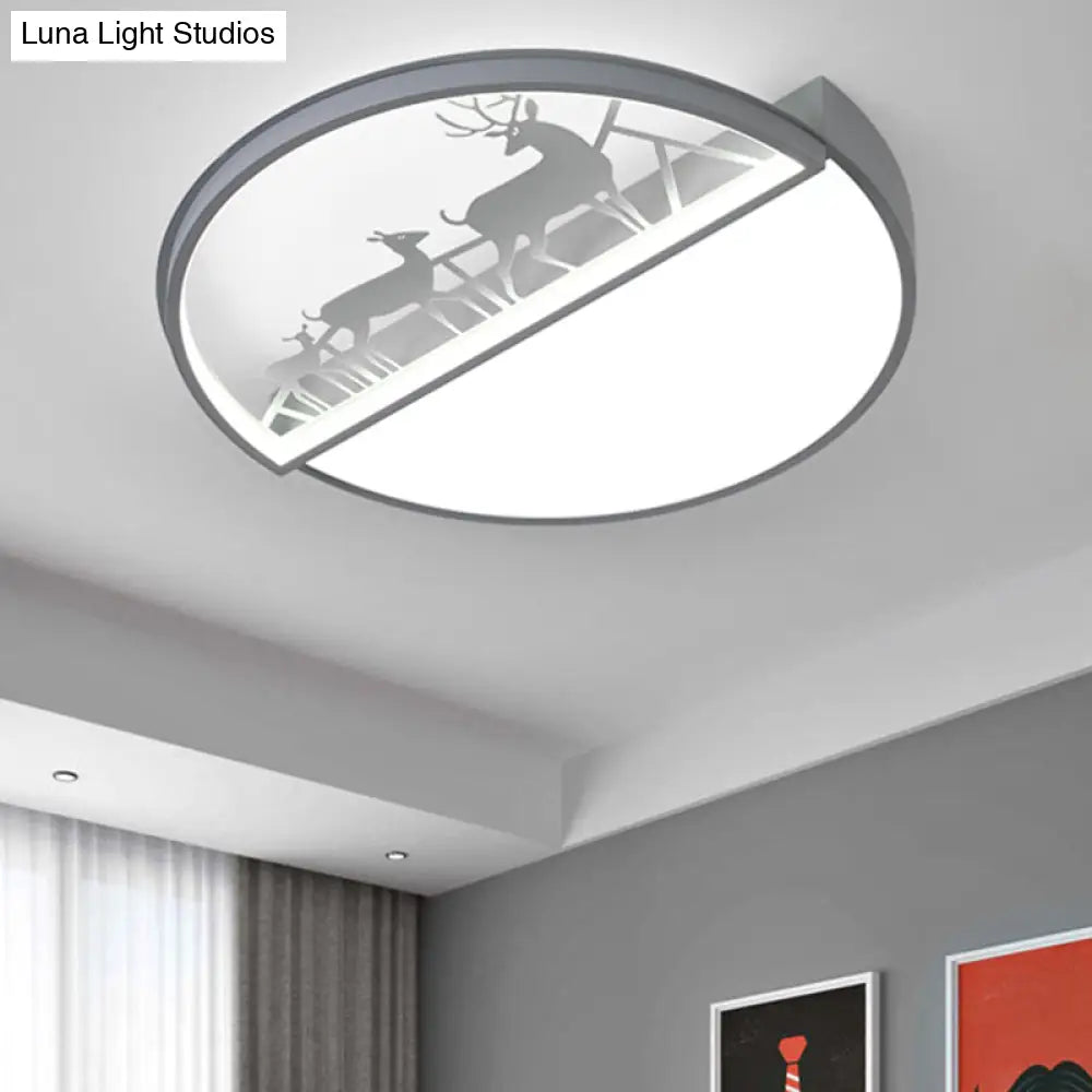 Nordic Led Ceiling Light With Deer Silhouette In 3 Colors