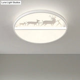 Nordic Led Ceiling Light With Deer Silhouette In 3 Colors