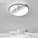 Nordic Led Ceiling Light With Deer Silhouette In 3 Colors