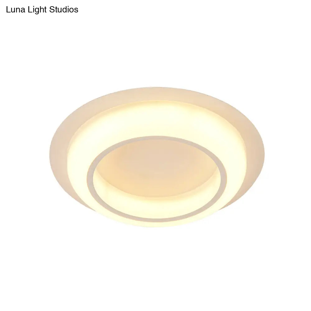 Nordic Led Circle Ceiling Light In Acrylic - Sleek Flush Mount For Bedroom