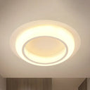 Nordic Led Circle Ceiling Light In Acrylic - Sleek Flush Mount For Bedroom White