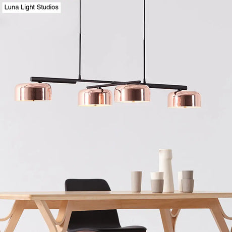 Nordic Led Diner Island Lamp: 4-Light Hanging Fixture With Acrylic Shade