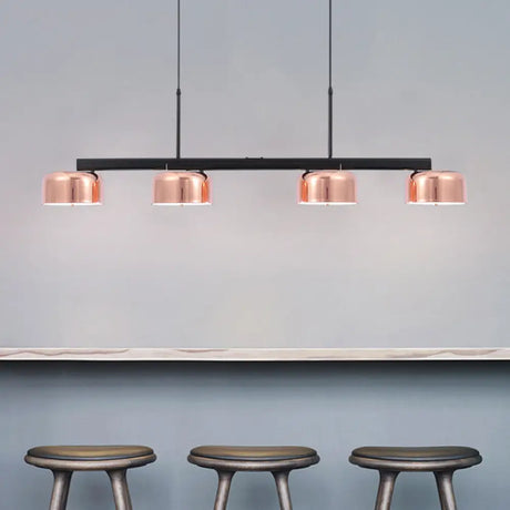 Nordic Led Diner Island Lamp: 4-Light Hanging Fixture With Acrylic Shade Rose Gold / 47