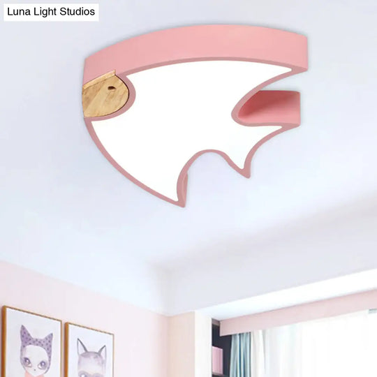 Nordic Led Fish-Shaped Flush Lamp For Bedroom In White/Grey/Pink Acrylic Pink