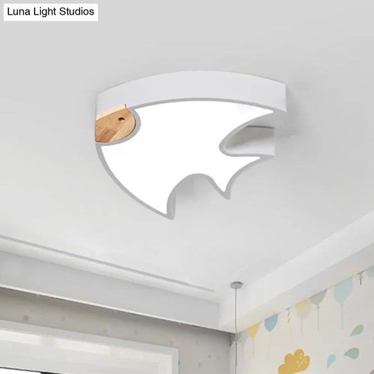Nordic Led Fish-Shaped Flush Lamp For Bedroom In White/Grey/Pink Acrylic