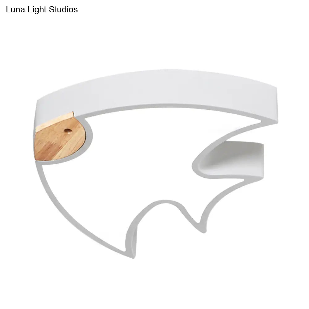 Nordic Led Fish - Shaped Flush Lamp For Bedroom In White/Grey/Pink Acrylic