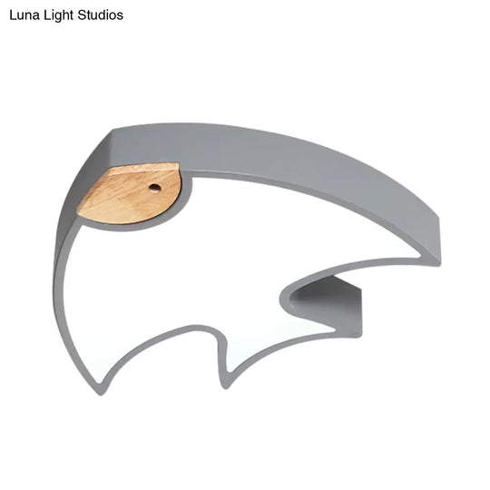 Nordic Led Fish - Shaped Flush Lamp For Bedroom In White/Grey/Pink Acrylic
