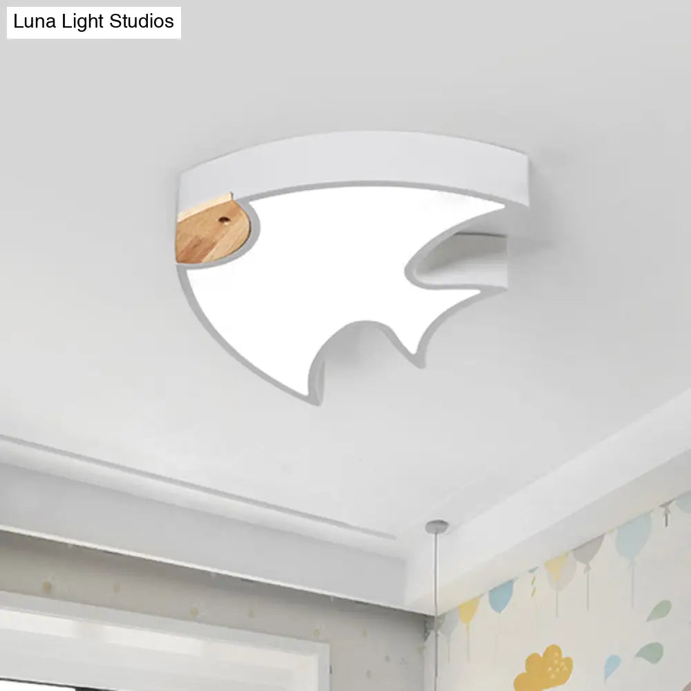 Nordic Led Fish - Shaped Flush Lamp For Bedroom In White/Grey/Pink Acrylic