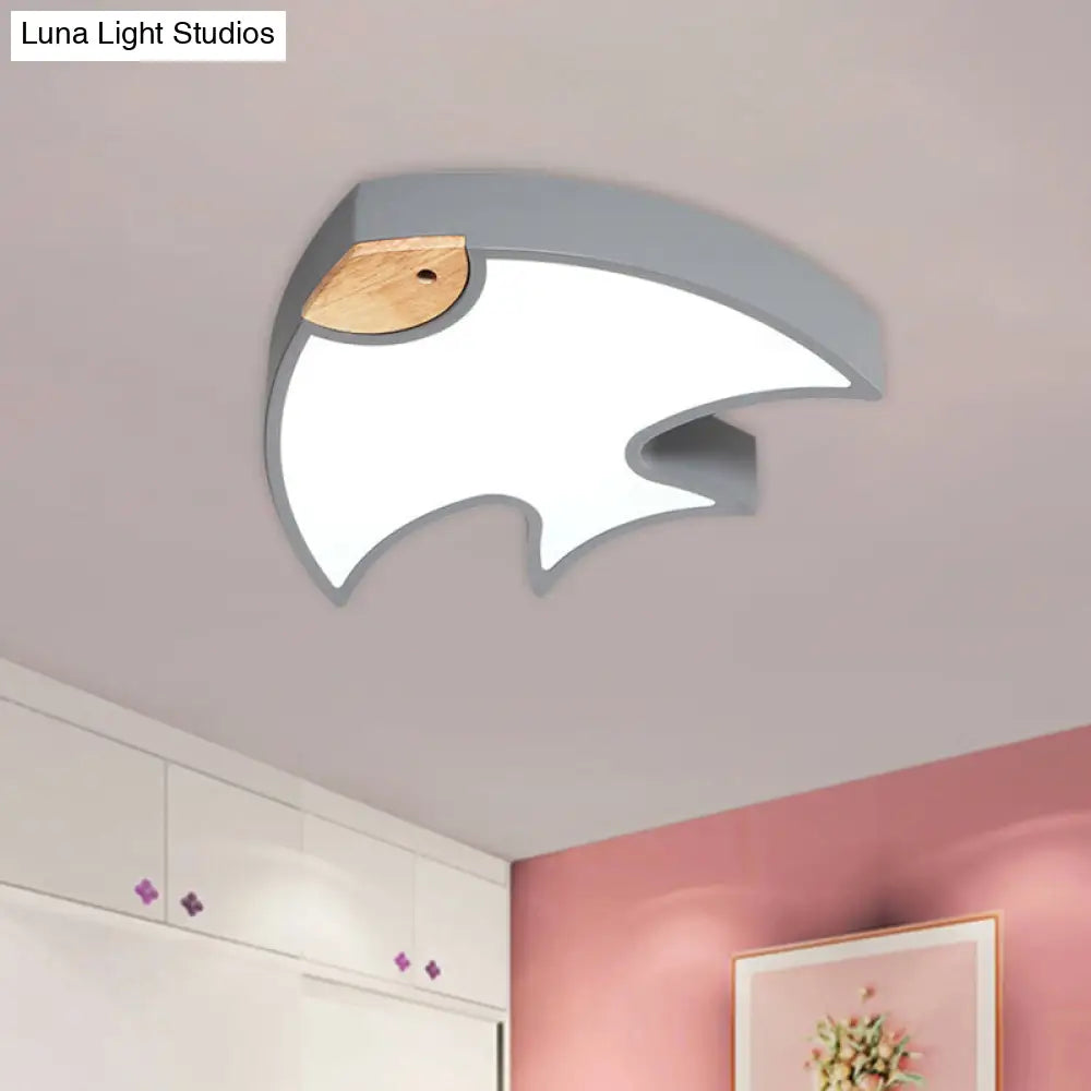 Nordic Led Fish-Shaped Flush Lamp For Bedroom In White/Grey/Pink Acrylic