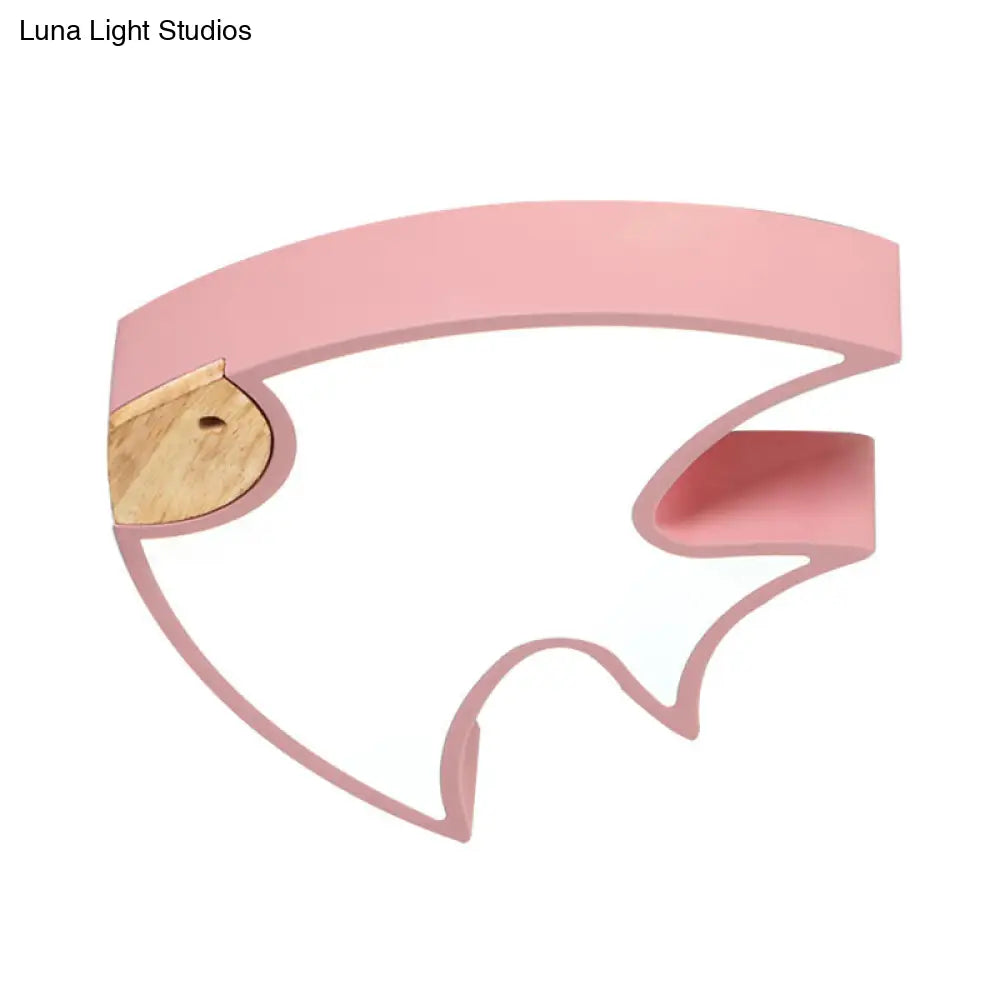 Nordic Led Fish-Shaped Flush Lamp For Bedroom In White/Grey/Pink Acrylic