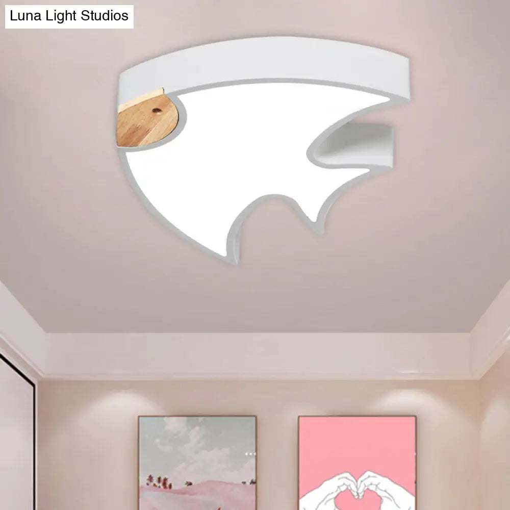 Nordic Led Fish-Shaped Flush Lamp For Bedroom In White/Grey/Pink Acrylic White